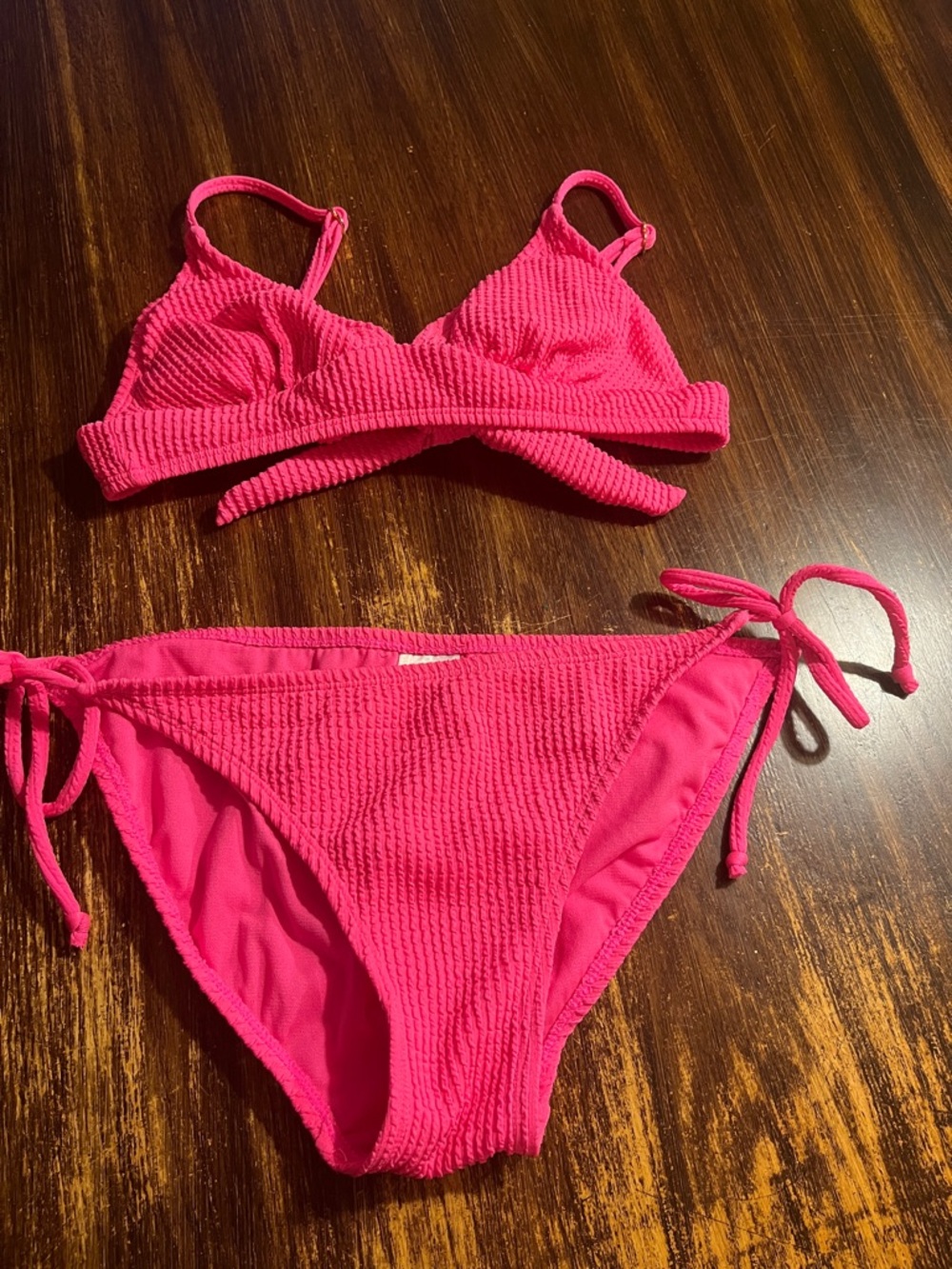 No Boundaries Hot Pink Textured Two-Piece Bikini